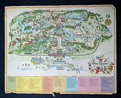 Vintage 1970s Magic Kingdom Walt Disney World Park Map Poster 31 X 39 Souvenir • $24.99