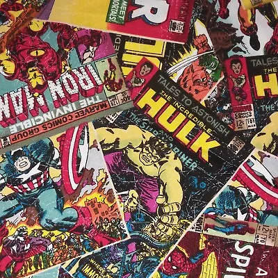 Marvel Comics  Cotton Fabric Hulk Thor Iron Man Captain America Per 50cm C5 • £3.50