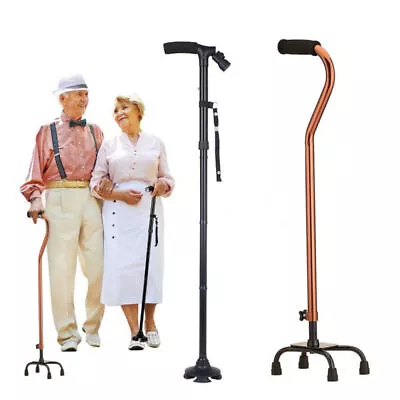 Adjustable Quad Cane 500lbs / LED Folding Walking Stick Aid Medical Mobility USA • $22.95