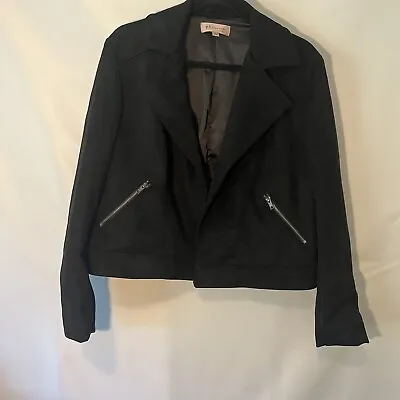 Philosophy Black Moto Jacket Faux Micro Suede Size Large EUC • $38