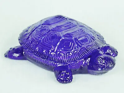 Vintage Cobalt Blue Glass TURTLE TRINKET BOX Dish With Lid • $29.99