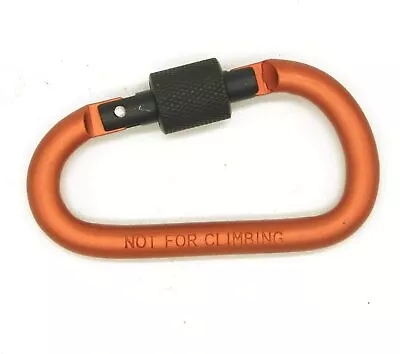 Keychain Carabiner D-ring Lock Orange Clip Aluminium Key Ring Snap Hook • £3.29