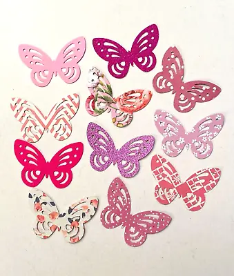 PINK BUTTERFLIES CARD MAKING CRAFT EMBELLISHMENTS SCRAPBOOK X 20 • £1.95