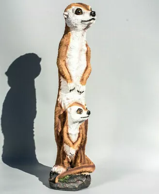 Meerkat Statue Mother Baby Sculpture Garden Animal Gopher Lawn Wildlife Ornament • $44.64