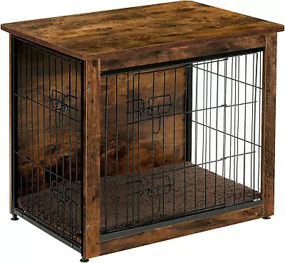 Dog Crate Furniture With Cushion Wooden Dog Crate With Double Doors Dog Furnit • $124.99