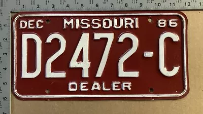 1986 Missouri Dealer License Plate D 2472 C Ford Chevy Dodge 15611 • $10.07