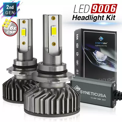 Syneticusa 9006 LED Headlight CSP Bulbs Conversion Kit Low-Beam Fog 6000K White • $27.41