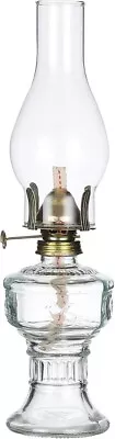 Lantern 12.5'' Vintage Clear Glass Kerosene Lamp Chamber Oil Lamp For Indoor • $27.09