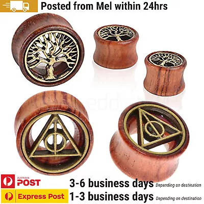 1 Pair Wood Ear Tunnels Stretchers Plugs Body Jewellery Piercing Tree 8mm-28mm • $8.99