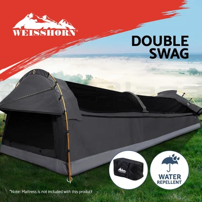 $109.95 • Buy Weisshorn Double Swag Camping Swags Deluxe Canvas Tent Dark Grey