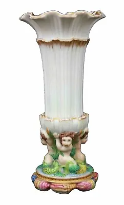 Majolica Parian Vase Porcelain Mermaid Circa 1900 • £120