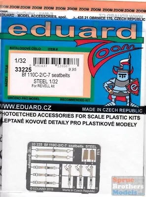 EDU33225 1:32 Eduard Color Zoom PE - Bf 110C-2/C-7 Seatbelts [STEEL] (REV Kit) • $14.89