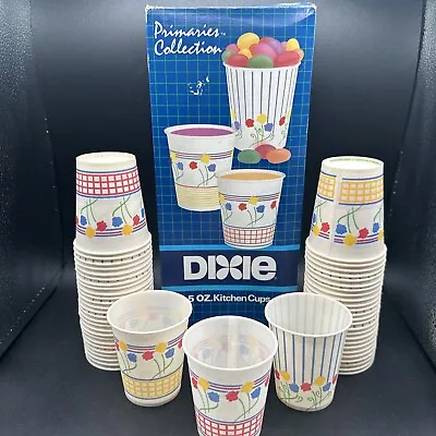 Vintage Dixie 5oz Paper 54 Kitchen Cups Primary Collection Open Box Loose • $28.95