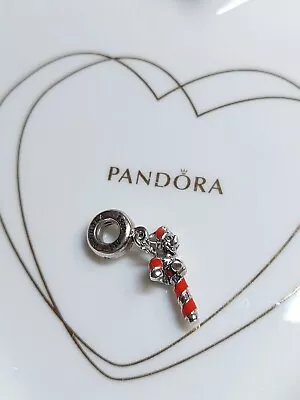 Genuine Pandora Silver Dangly Disney Mickey Mouse Candy Cane Charm S925 ALE • £12