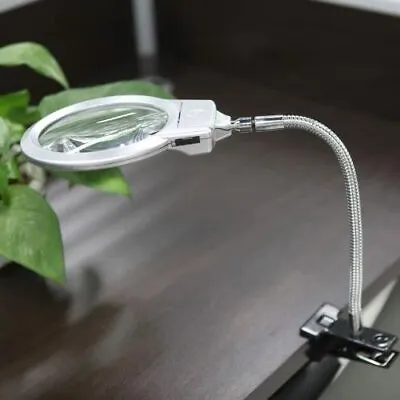 £12.95 • Buy Illuminated Magnifying Glass Lamp Magnifier LED Desk Lamp Metal Hose With Clamp