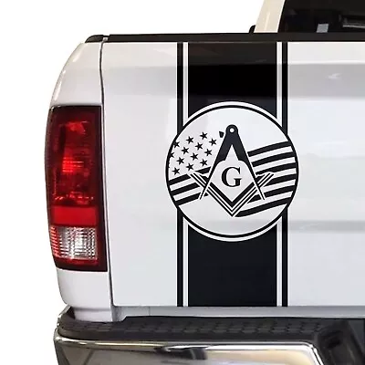 Mason Flag Masonic USA Flag Truck Tailgate Vinyl Decal Sticker Fits Most Trucks • $19.99