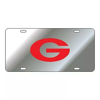 UGA Bulldogs Mirrored Silver Tag W/ Georgia Red  G   License Plate / Car Tag  • $24.95