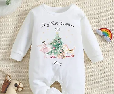 Personalised My First Christmas Baby Rompersuit - First Christmas Sleepsuit • £11.99