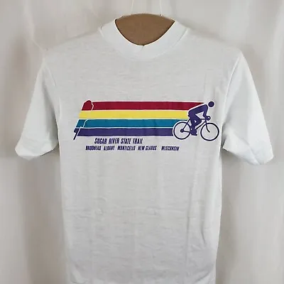 Vintage Sugar River State Bike Trail T-Shirt Small Single Stitch Deadstock 80s • $15.99