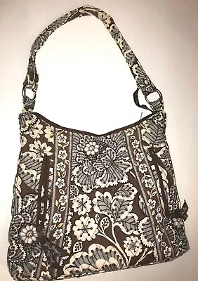 Vera Bradley Lisa B Shoulder Handbag Purse Slate Blooms Blue Brown Floral • $21.47
