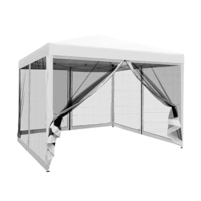 $179.95 • Buy Instahut Gazebo Pop Up Marquee 3x3 Wedding Side Mesh Wall Outdoor Gazebos White