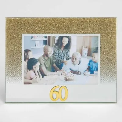 Celebrations Gold Glitter Glass 60th Birthday Photo Frame 60 • £8.99