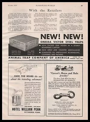 1934 Oneida Victor Steel Traps Box Animal Trap Co. Of America Lititz PA Print Ad • $12.95