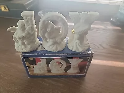 VTG Porcelain Joy Candle Holder Set Of 3 2003 In Original Box China • $8