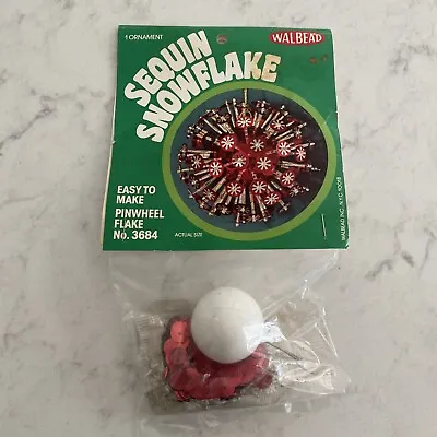 Vintage Ornament Kit Walbead Sequins Snowflake #3684 New Sealed • $28