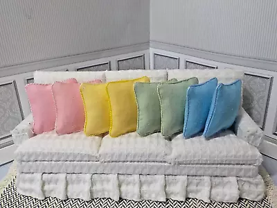 Miniature Dollhouse Handmade Set Of 8 Pastel Throw Pillows/Cushions 1:12 Scale • $9.99