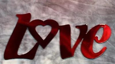 Decorative Love Word Sign - Metal Wall Art - Metallic Red 11 1/4   X 5 3/4  • $18.98