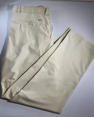 RLX Ralph Lauren Golf Pants 36x34 Men Khaki Polyester Flat Front • $28.99