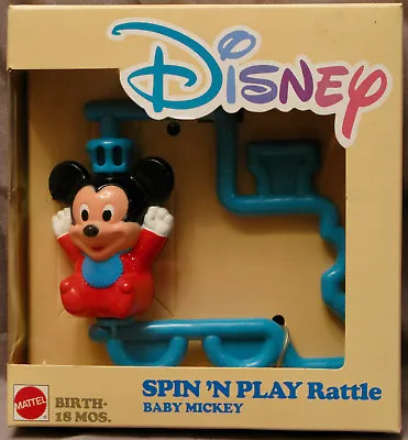 1988 Vintage Mattel Walt Disney Baby Mickey Mouse Spin 'N Play Rattle Toy - NEW! • $18.99