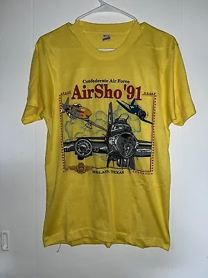 Vintage 1991 Confederate Airsho T Shirt In Medium Stars Midland Texas Air Show • $20