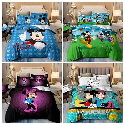 Mickey Minnie Mouse Duvet Quilt Cover Set Bedding Set Single Double King Size UK • £20.99