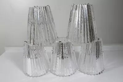 Lot Of 5 Crystal Glass Ribbed Clip Shade For Chandelier  Candelabra Floor Lamp • $54.52