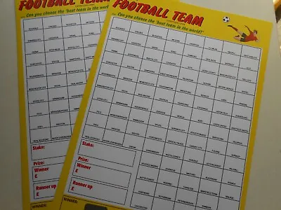 Football Scratch Cards ( Set Of 5 ) 100 Spaces - 2 Seperate Winners- Raise Funds • £7.99