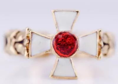 Antique WWI Mens Ring Officer Award Gilt Silver Enamel Order Of St.George • $1485
