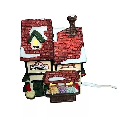 Christmas Snow Village Miniature Lighted Grocery House Vintage Holiday Decor • $32.38