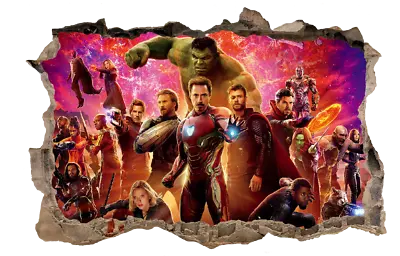 3d Marvel Avengers Hole In Wall Sticker Art Decal Decor Kids Bedroom Decoration • £7.99