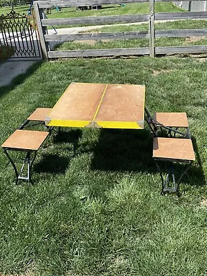 Vintage  Handy  Suitcase Folding Picnic Table & Chair Set Milwaukee Stamping Co. • $200