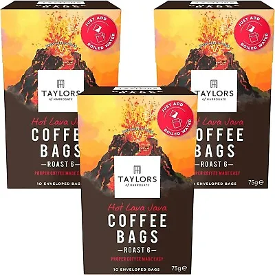 Taylors Of Harrogate Hot Lava Java Coffee Bags 10 Enveloped Bags (Pack Of 3) • £8.05