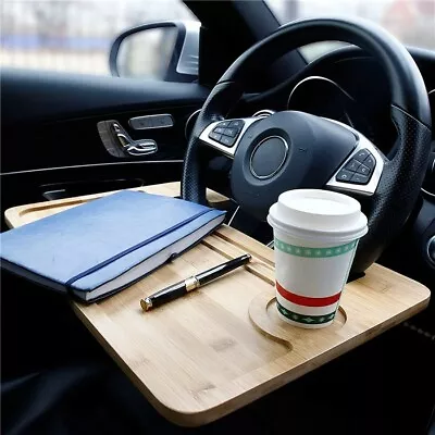 Portable Laptop Bamboo Desk And Tray Car Steering Wheel Eating Tray Table • $29.99