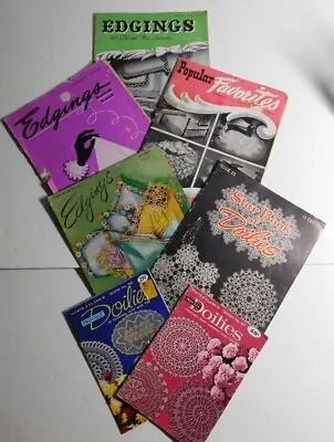 CROCHET Knit Lace Tat DOILIES EDGINGS FAVORITES Vtg 50's Pattern Books Lot Of 7 • $29.99