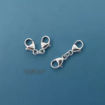 925 Sterling Silver Double Lobster Claw Clasp Connector / Extender [Choose Size] • $7.99