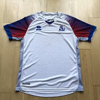 Iceland Football Shirt Errea Away Kit Jersey KSI Fyrir Island 2018 - LARGE -Used • £29.95