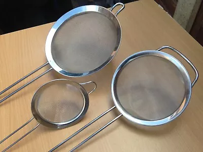 Stainless Steel Mesh Sieve Strainer Colander X 3 - 18cm 14cm & 10cm Diameter • £10