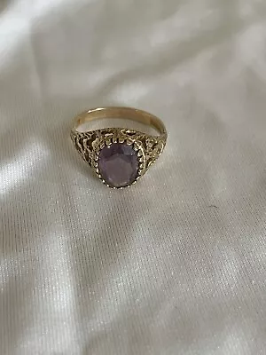 Beautiful Ladies Vintage 9ct Gold Filigree Amethyst Set Ring • £85