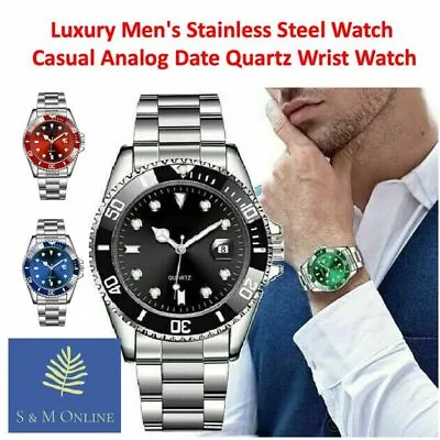 £6.74 • Buy Classic Luxury Men's Stainless Steel Watch Casual Analog Date Quartz Wrist Watch