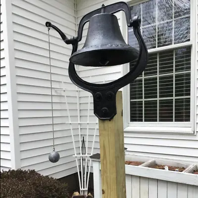 Dinner Bell Iron Large Cast Farmhouse Church School Farm Antique Vintage Black • $101.99